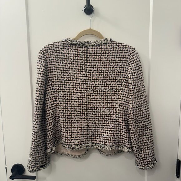 Rebecca Taylor Houndstooth Tweed Pink Black White Blazer Jacket Size 6 - Picture 5 of 5